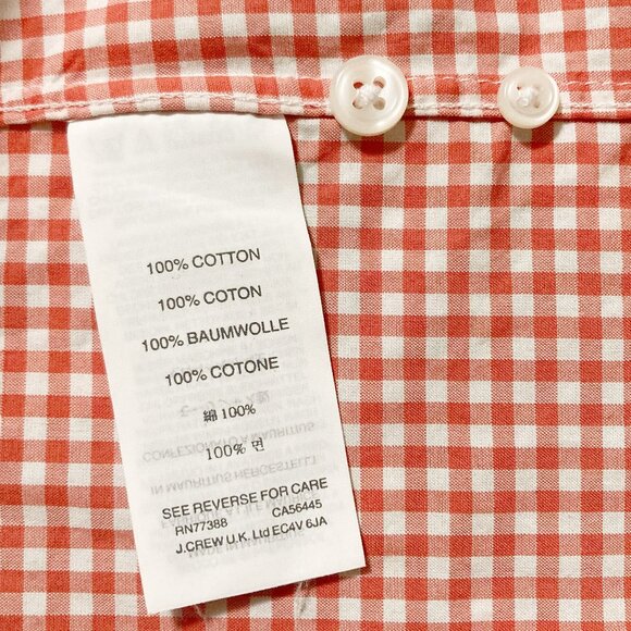 J. CREW Orange white gingham long-sleeve men's shirt ~ LARGE XL 1X button-down - Picture 8 of 9